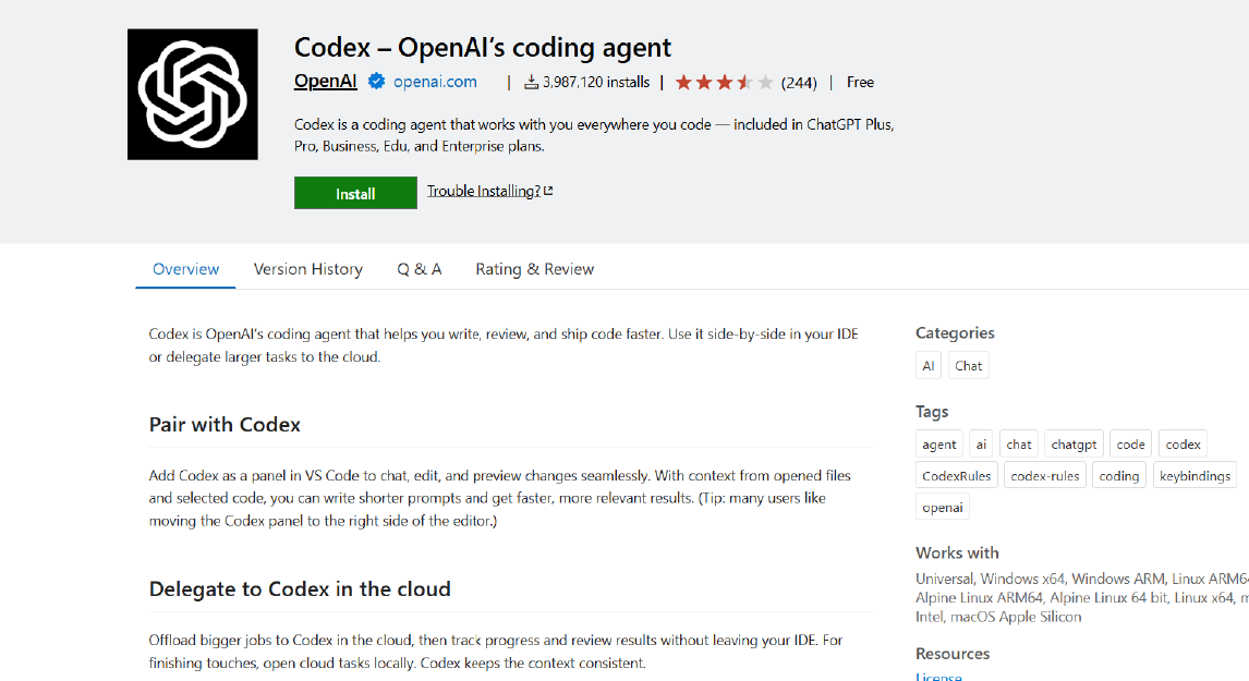 Codex IDE 插件介绍截图